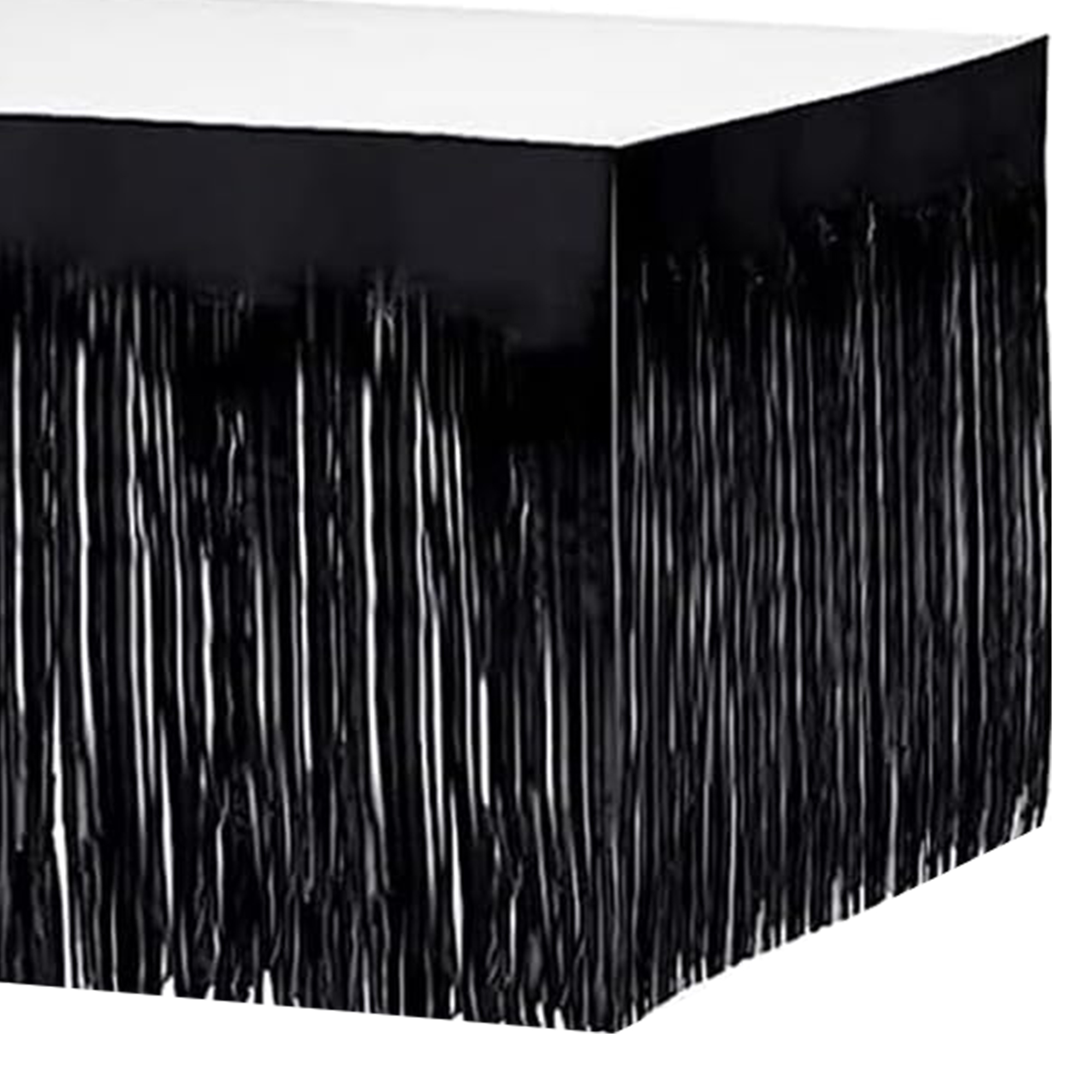 Black Metallic Fringed Table Skirt