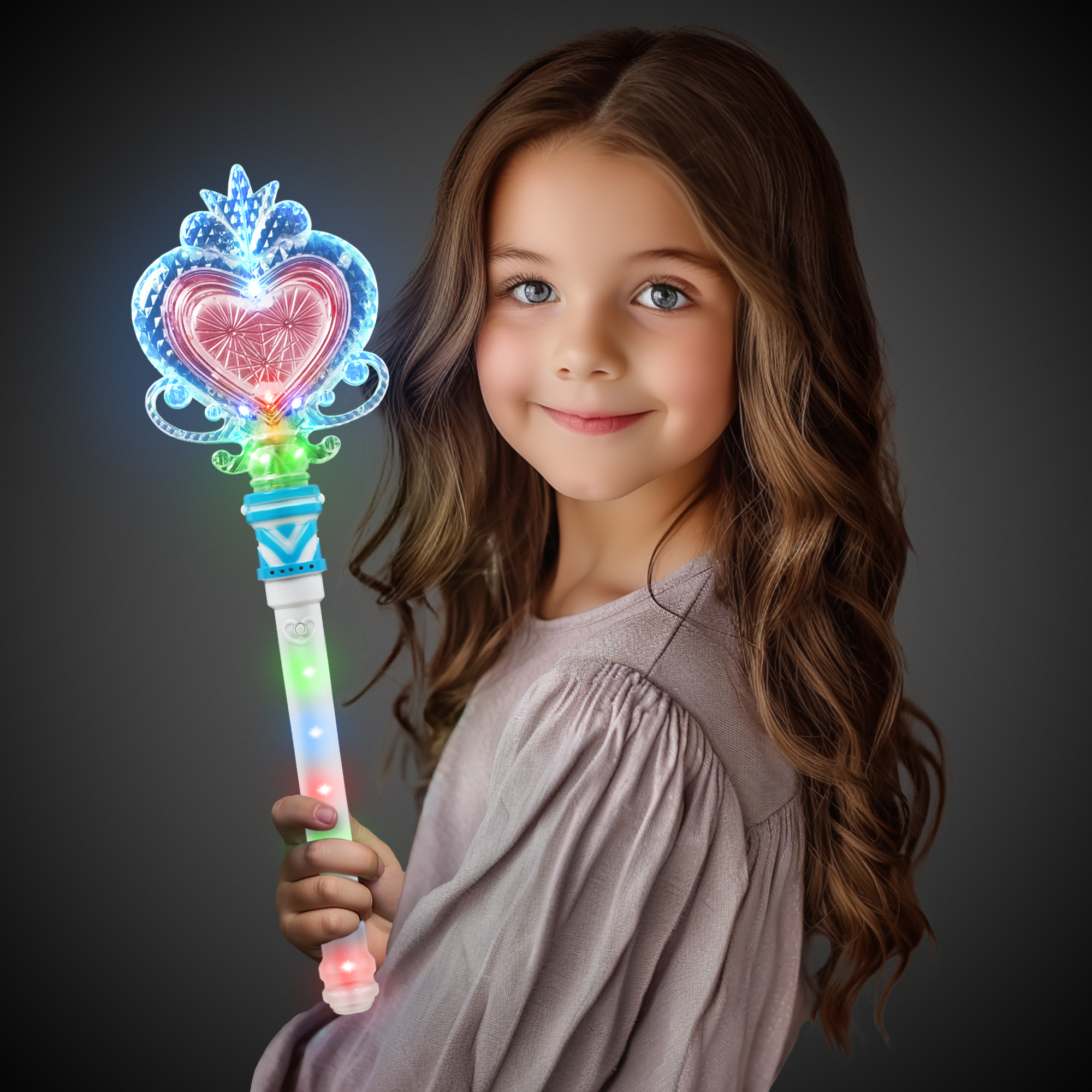 LED Heart Wand with Light-Up Handle by Windy City Novelties