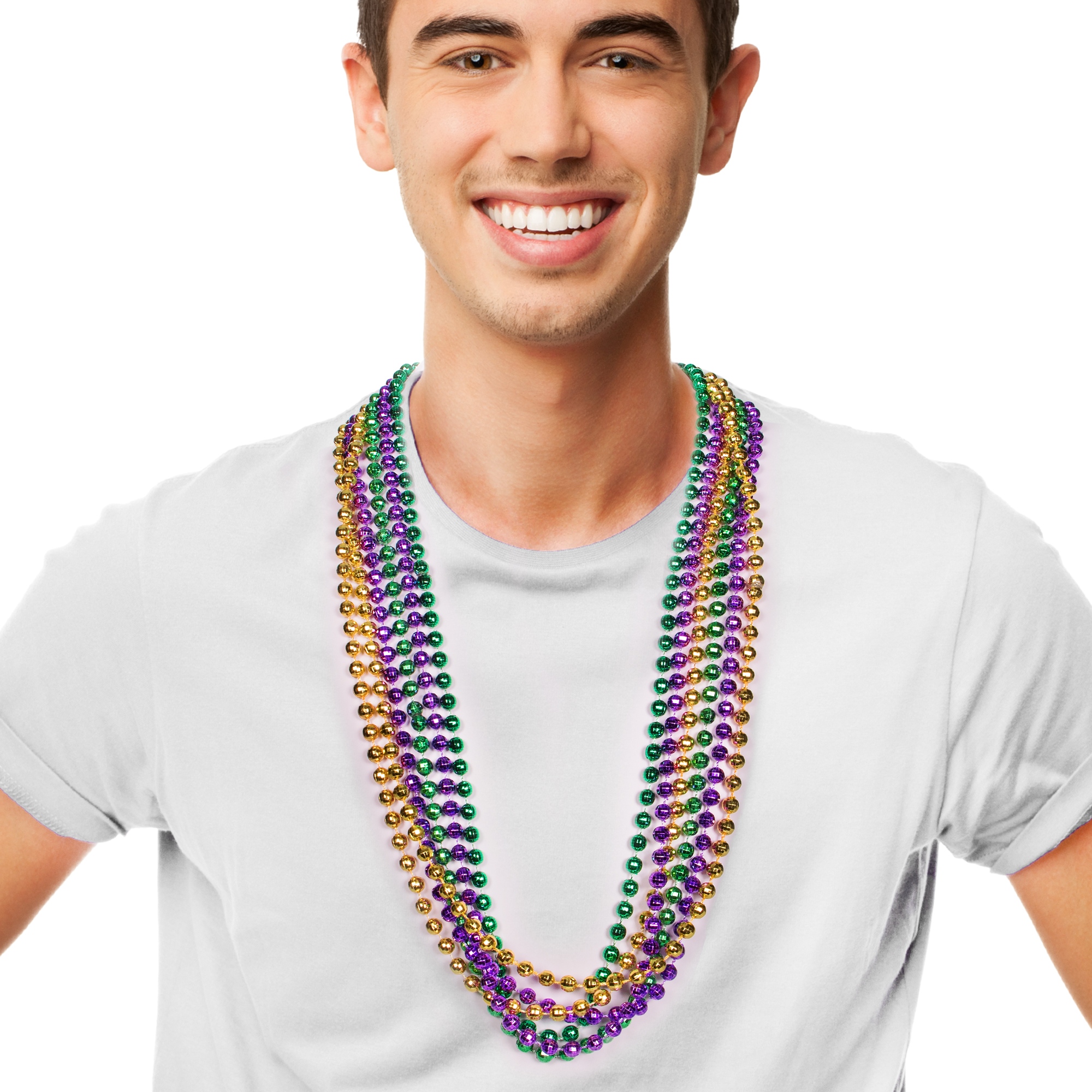 White Party Beads 12 Pack Mardi Gras Party Favors Necklaces 