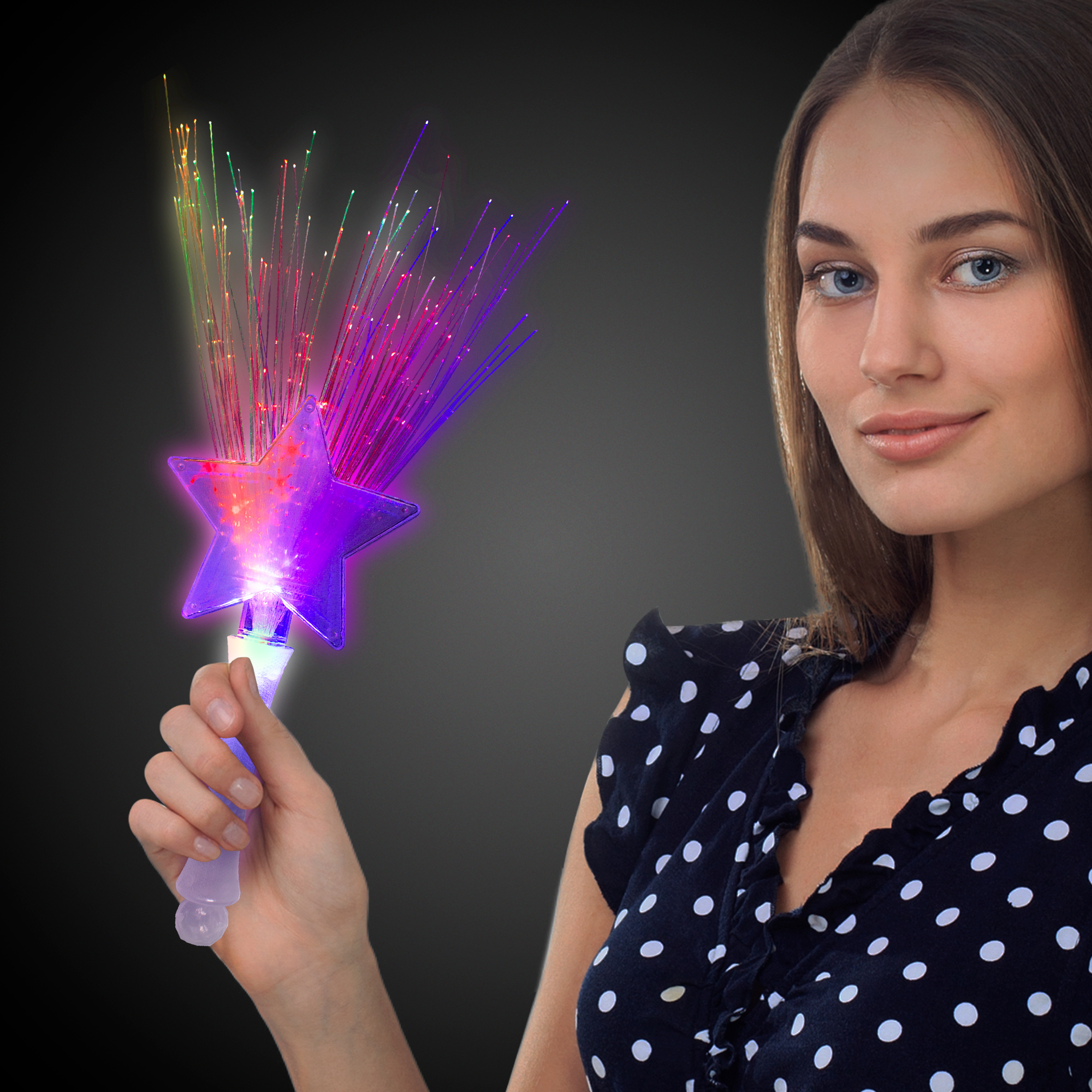 8 Light Up Fiberoptic Star Wands Princess LED Fiber Optic Lot Favors Toy  Sticks 