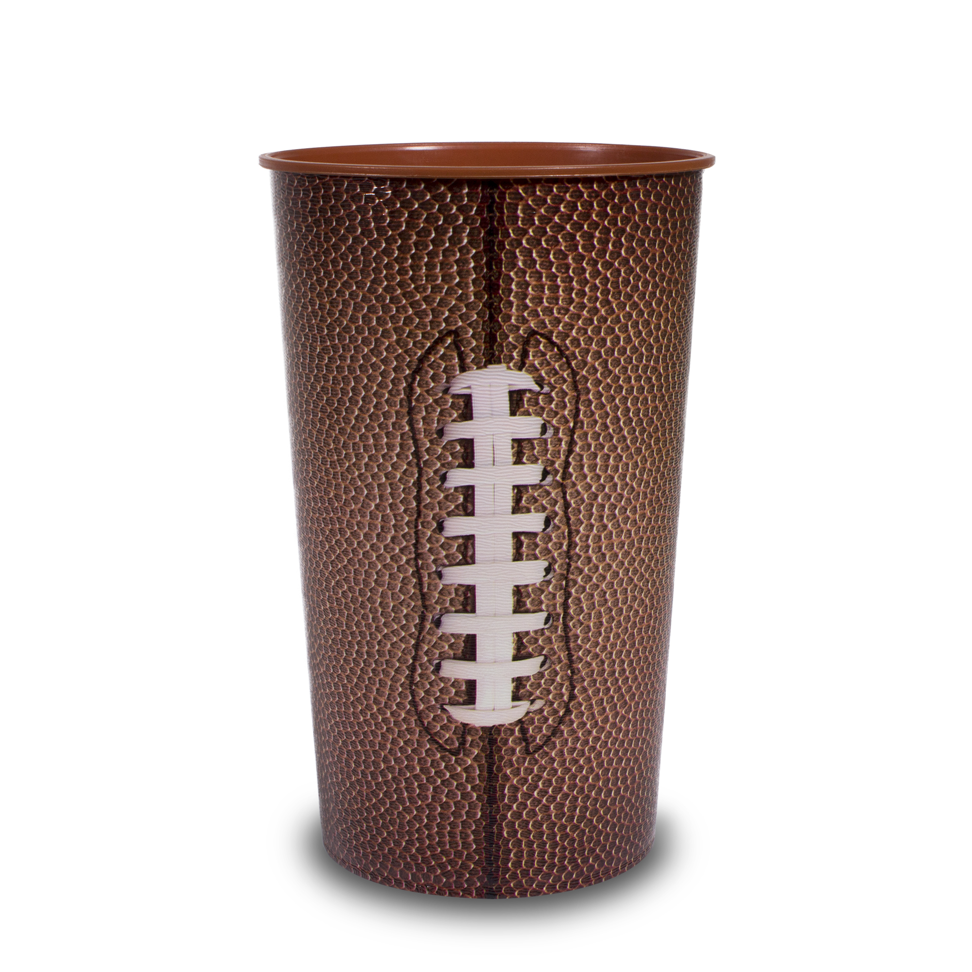 Football Party Hard Plastic Reusable 18 OZ. Party Cup, Brown White