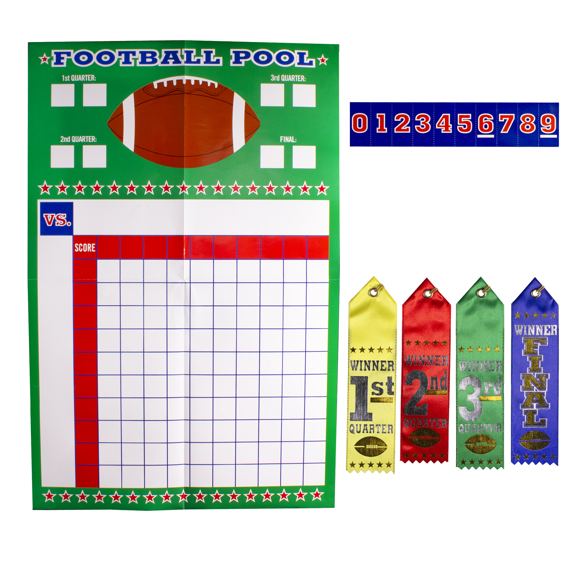 Ultimate Football Pool Game with Ribbons - 18 x 27.5 Game Sheet, 4 Award  Ribbons, Numbers Sheet - Perfect for a Memorable Competition