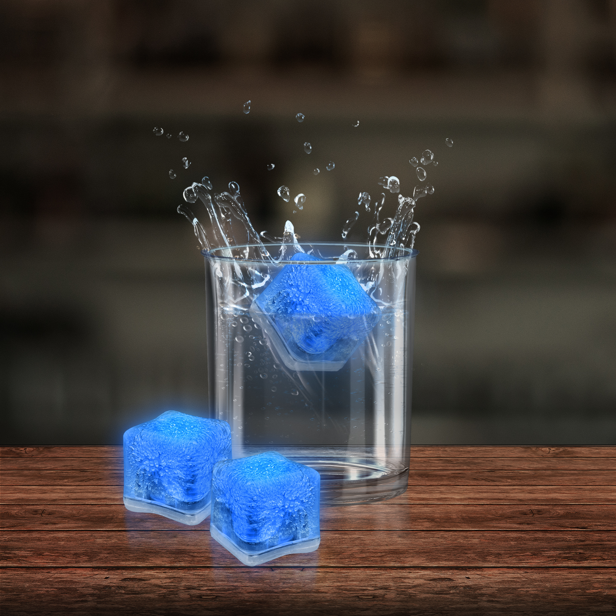 Blue LED and Light - Up Ice Cubes - 12 Pack