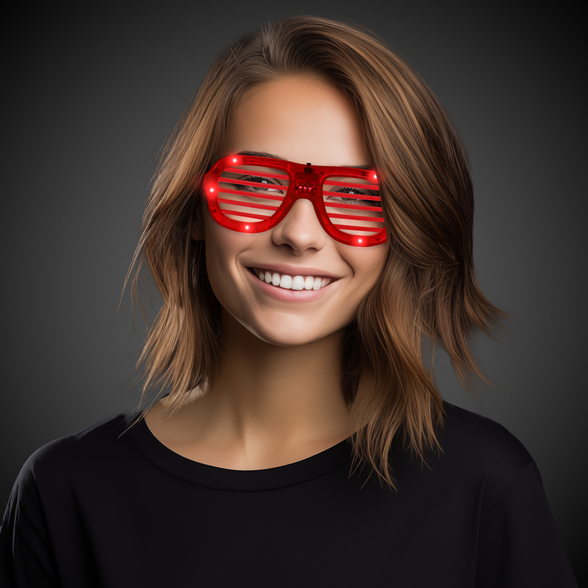 LED Red Slotted Glasses by Windy City Novelties