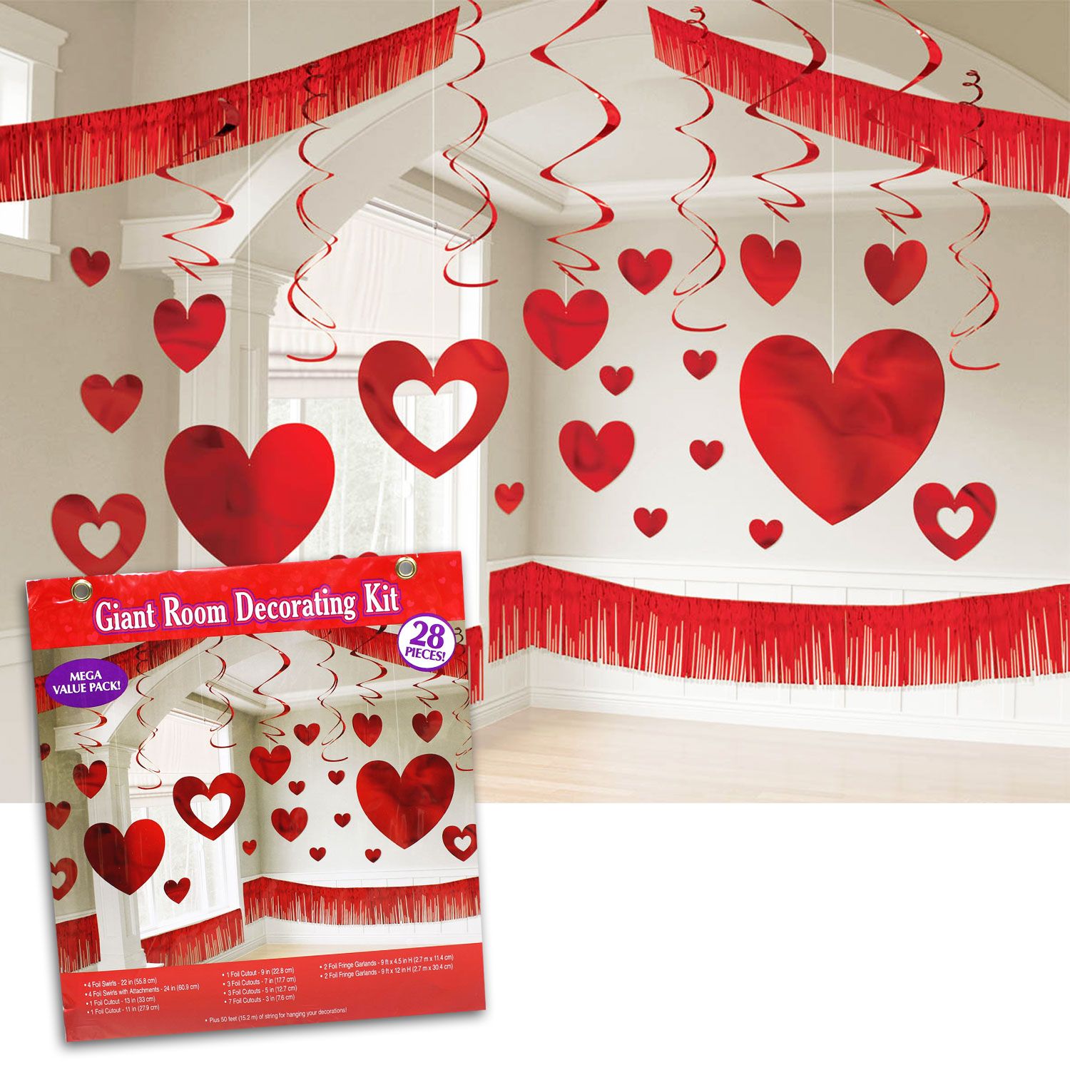 9 x Red Heart Cutout Decorations, Valentine's Day Party Decorations