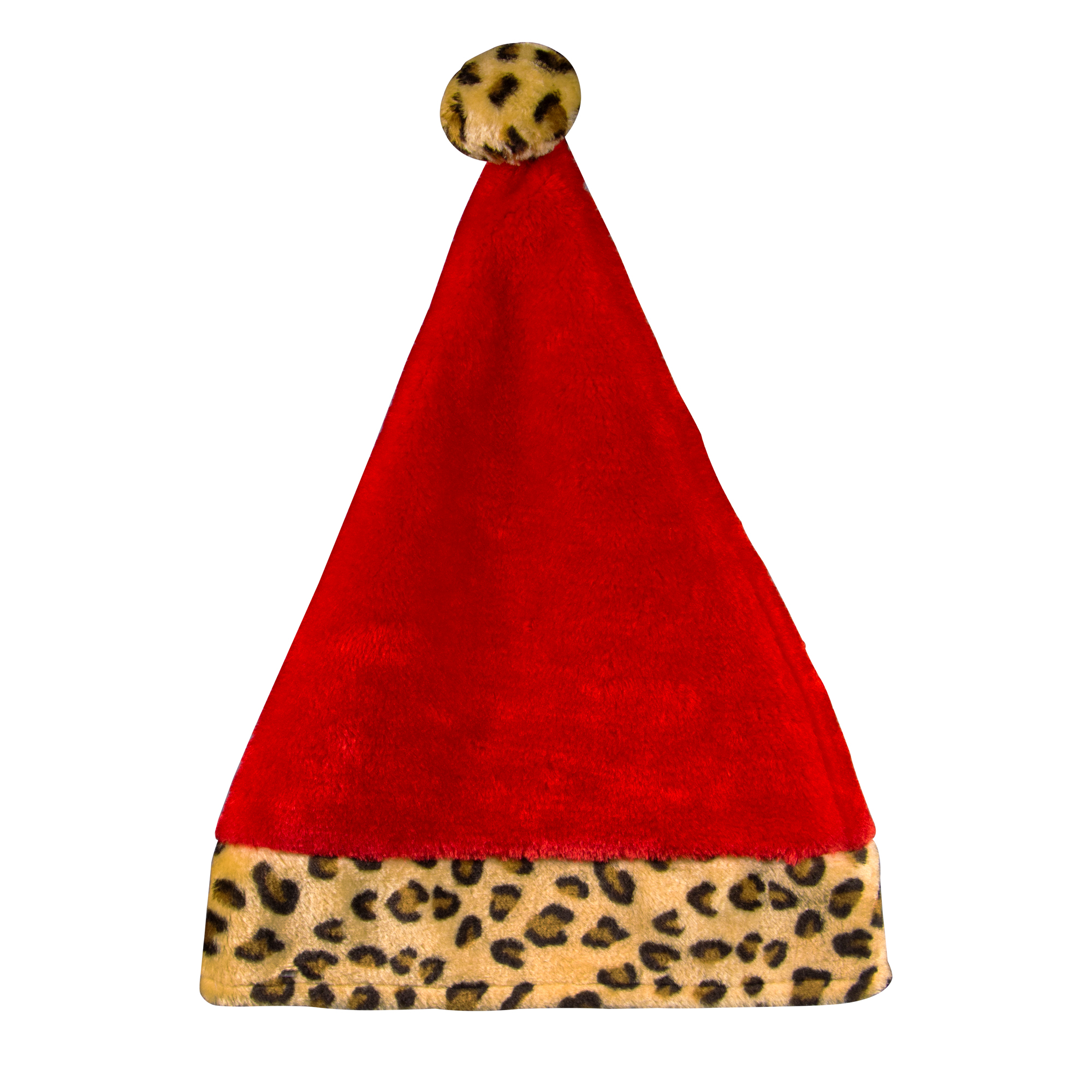 santa hat with animal print trim