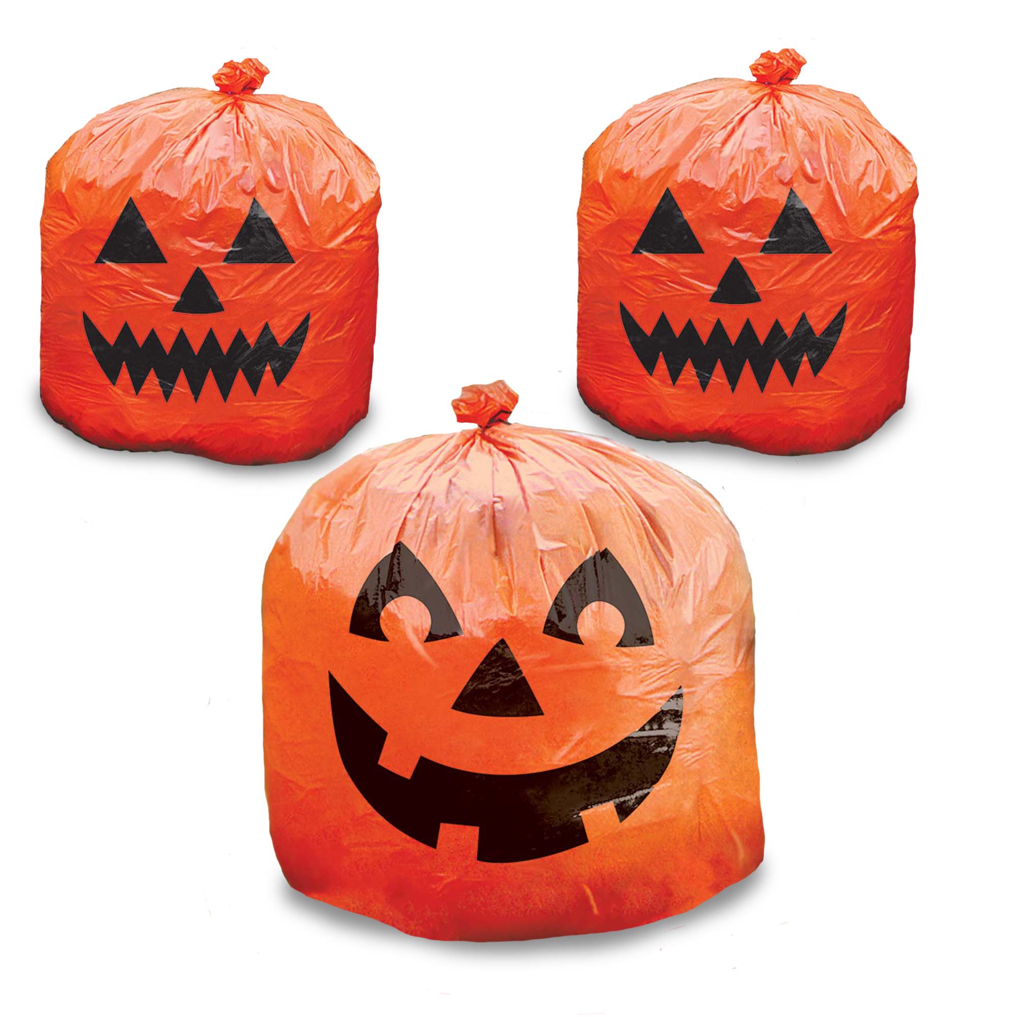 ***New*** 2x Halloween Stuff A Pumpkin Large Leaf Bags Jack O'Lanterns 30" x 24" 
