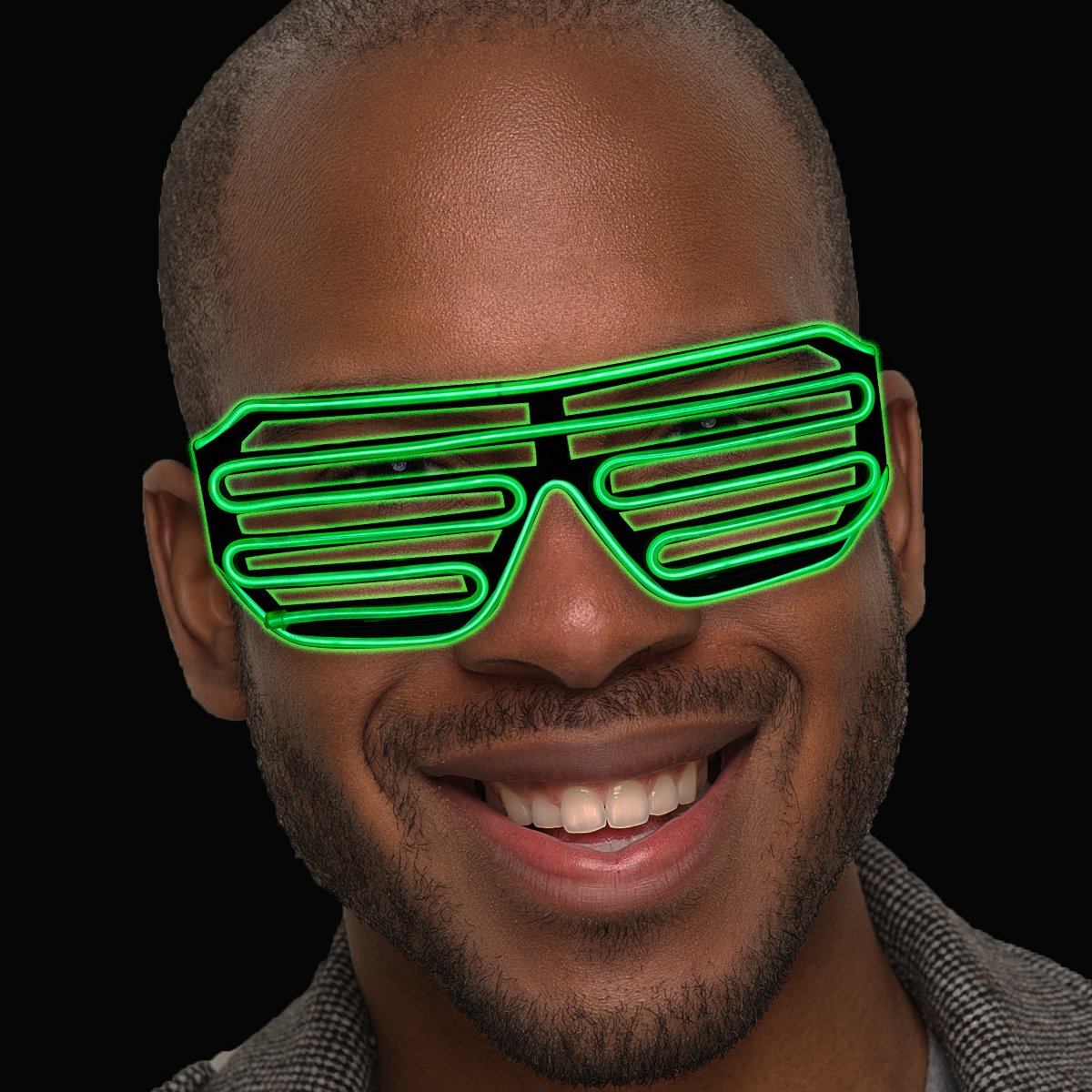 Green LED EL Wire Slotted Sunglasses