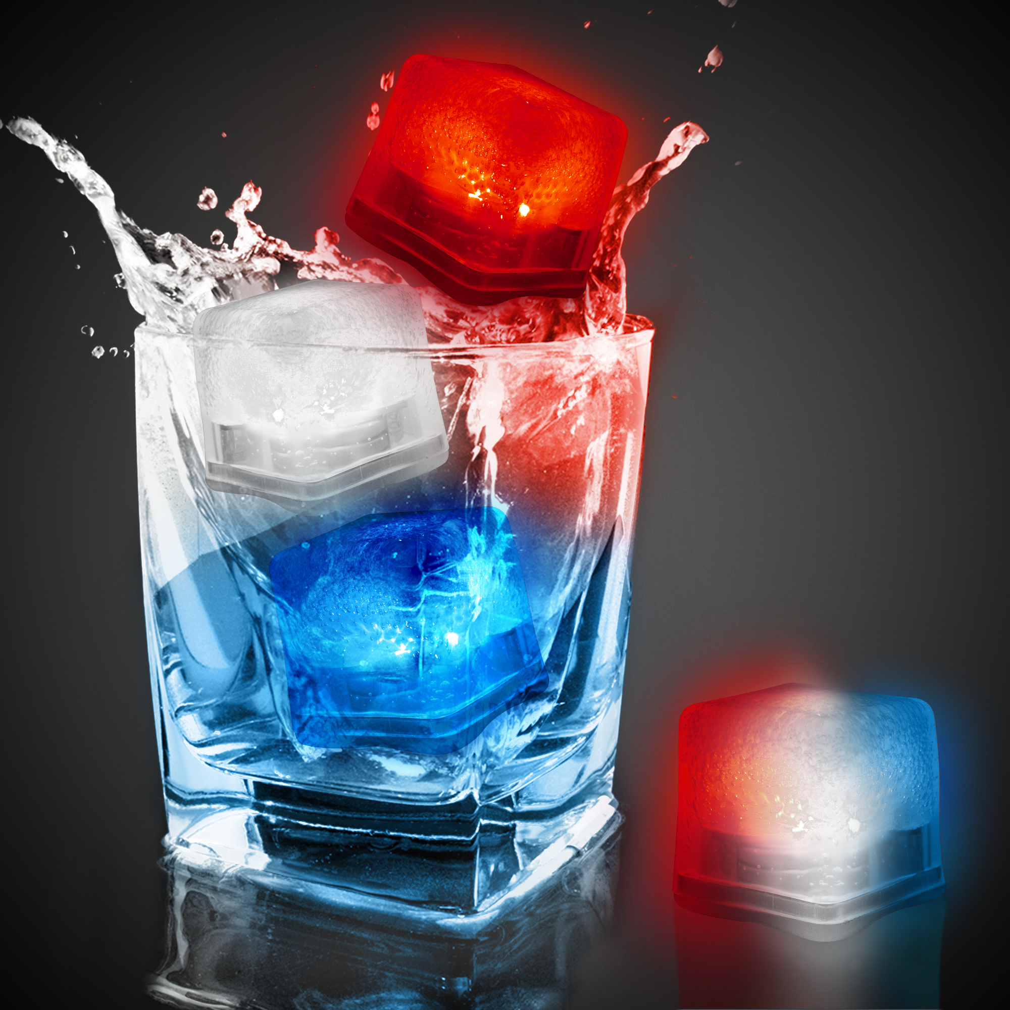 White and Blue LED and Light Ice Cubes