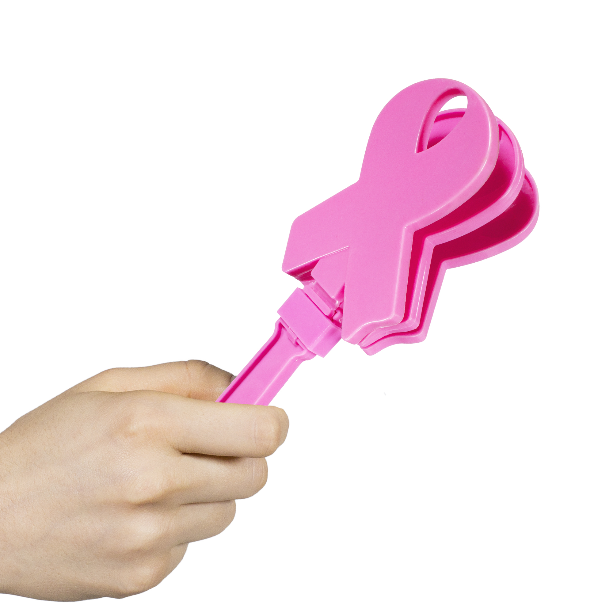 Pink Ribbon Hand Clappers - 12 Pack