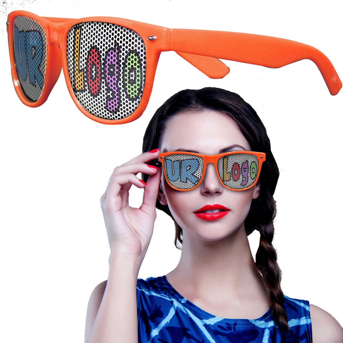 Orange Novelty Custom Sunglasses by Windy City Novelties