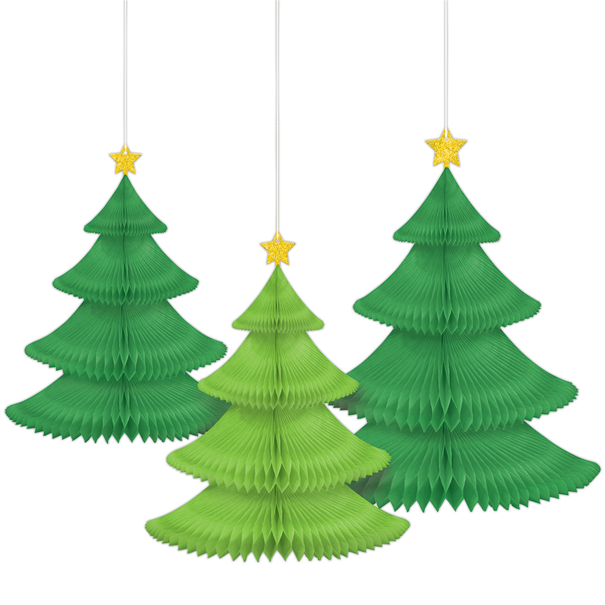 Christmas Tree Honeycomb Decorations - 3 Per Unit
