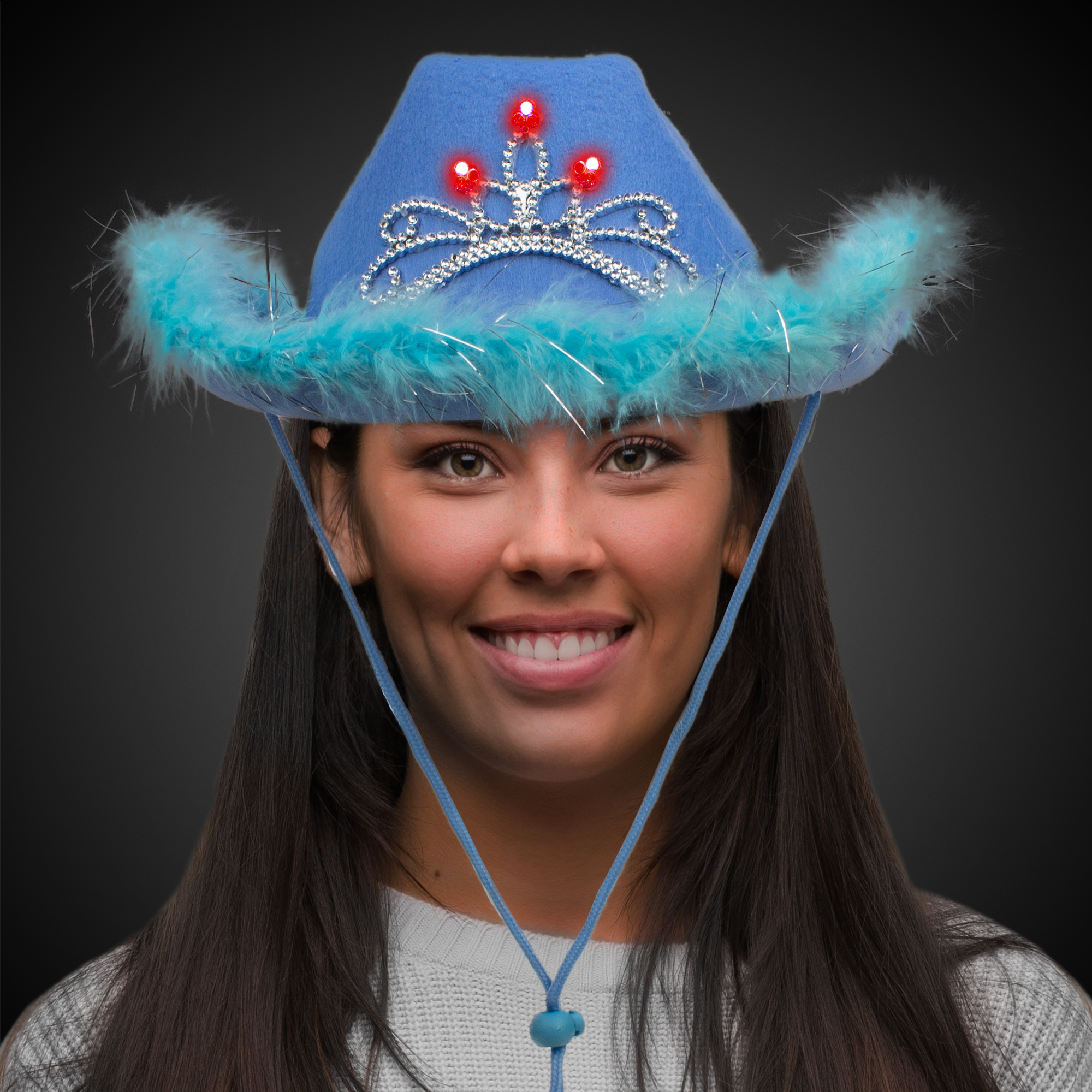 LED Blue Cowboy Hat with Tiara by Windy City Novelties