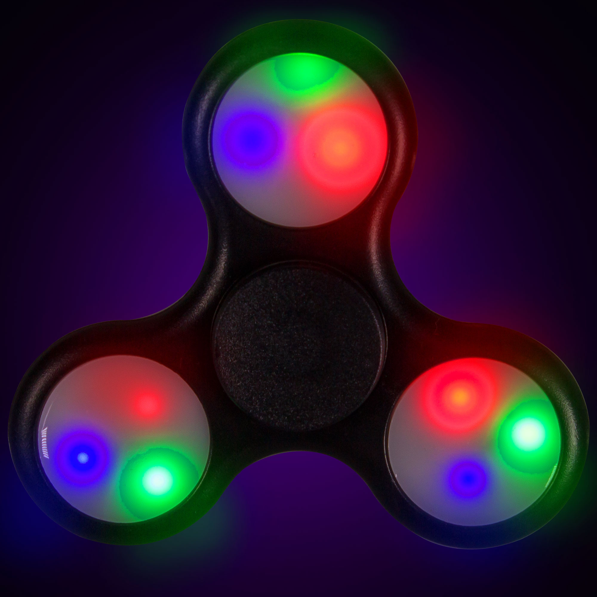 Black LED Light Fidget Tri-Spinner Focus Toys ABS Finger Ball For Kids/ Adult SC 