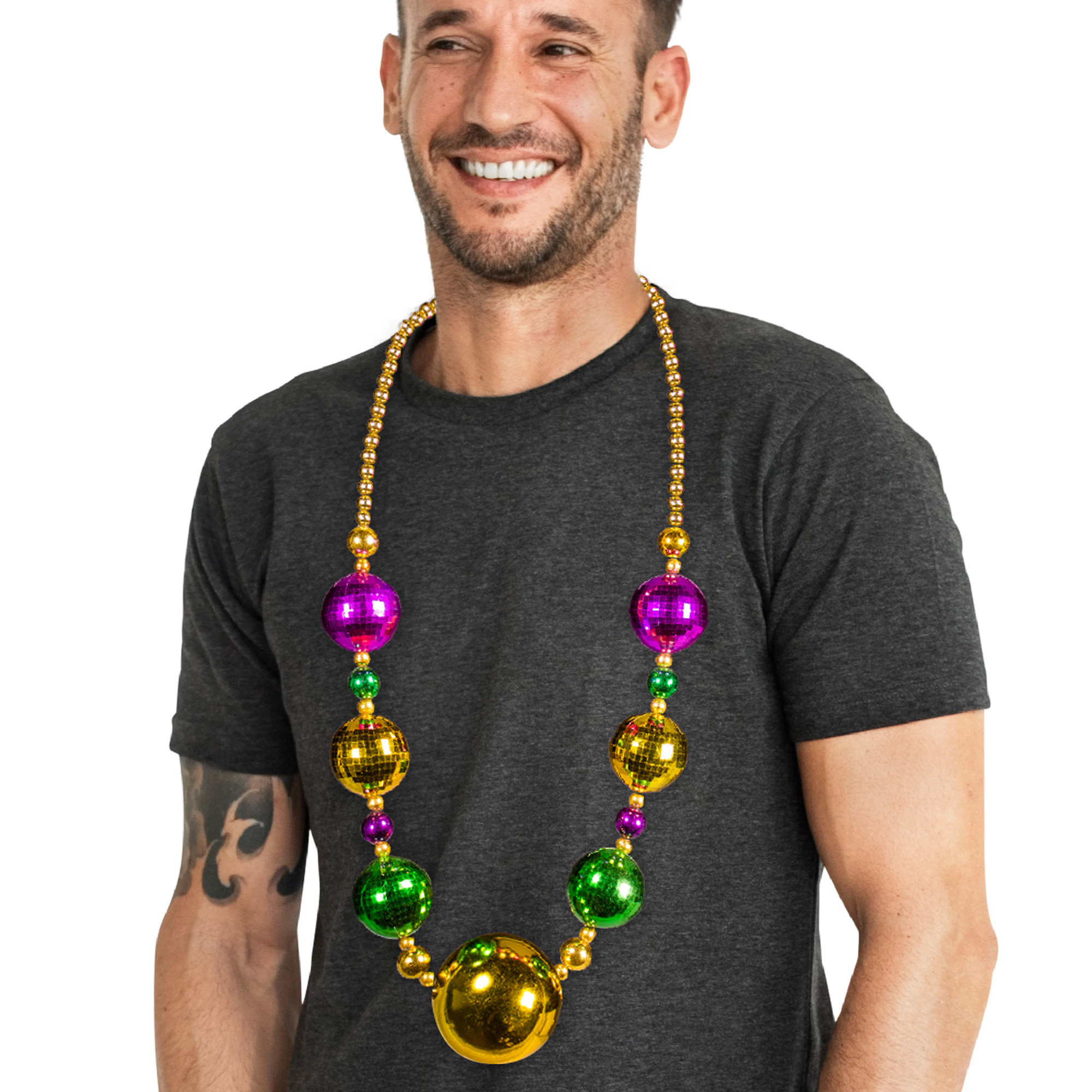 Mardi Gras Beads - Orange 6mm Bead Necklaces - Wholesale Novelty