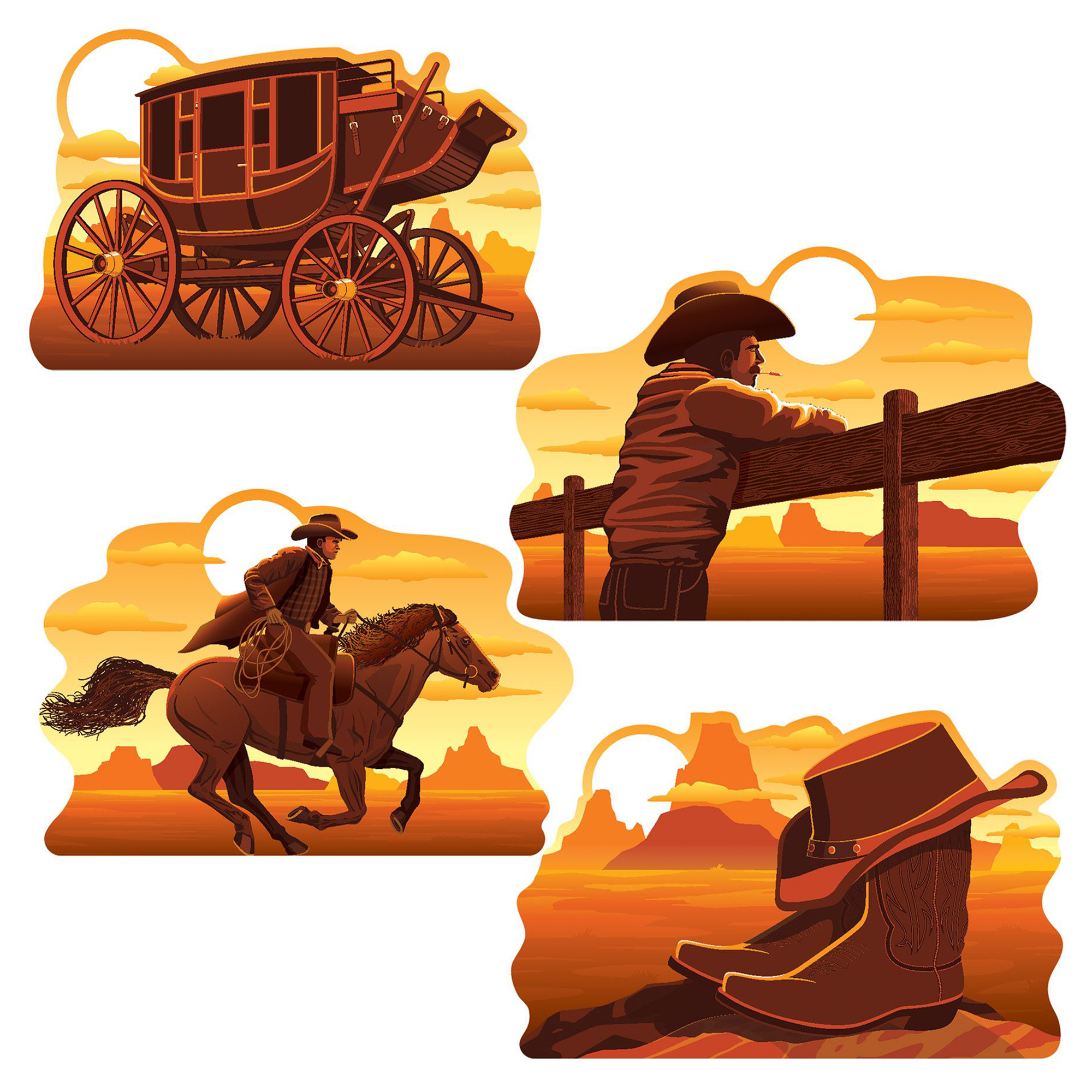 Wild West Cutouts - 4 Pack | Western Theme Cutouts