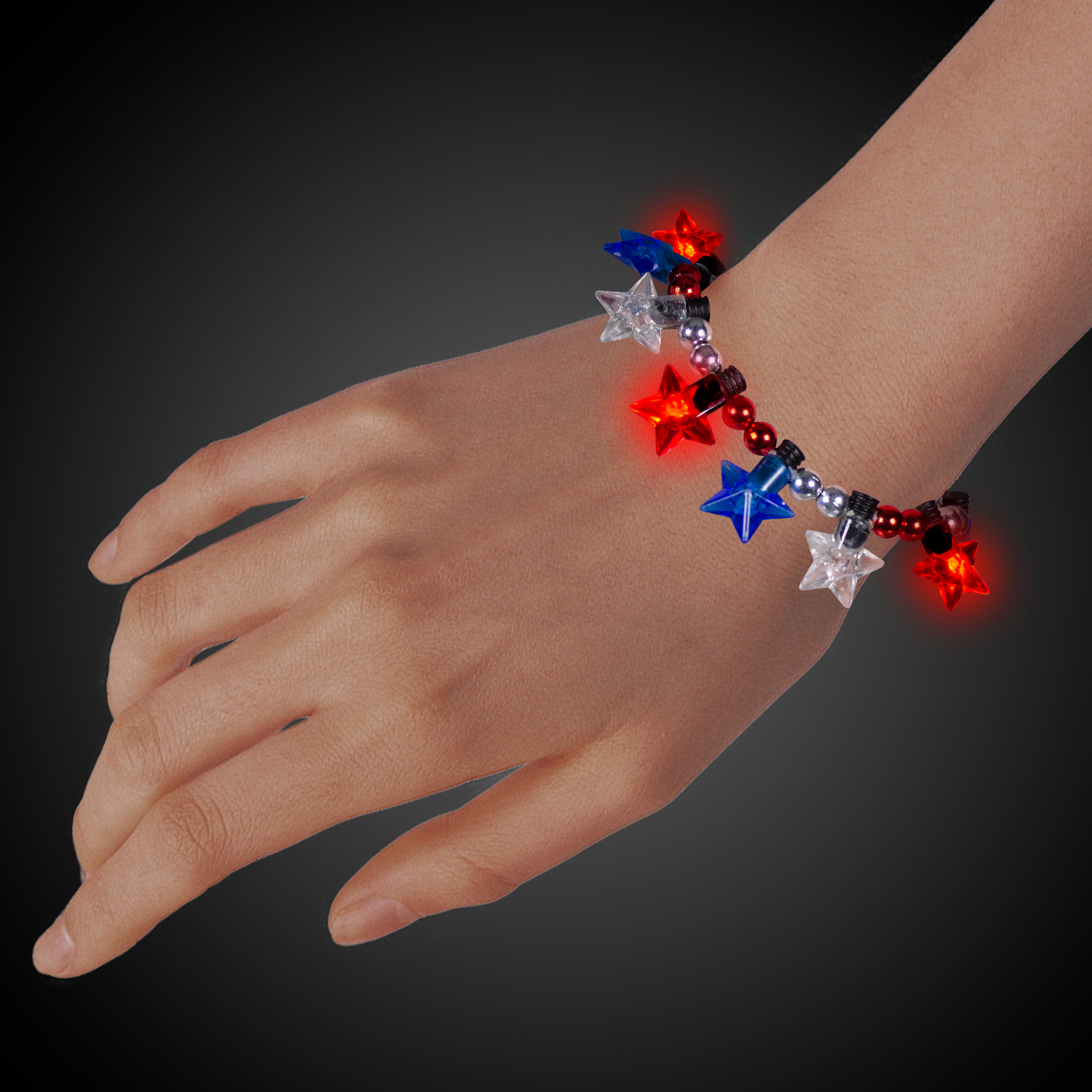 LED Patriotic Star Bead Bracelet by Windy City Novelties