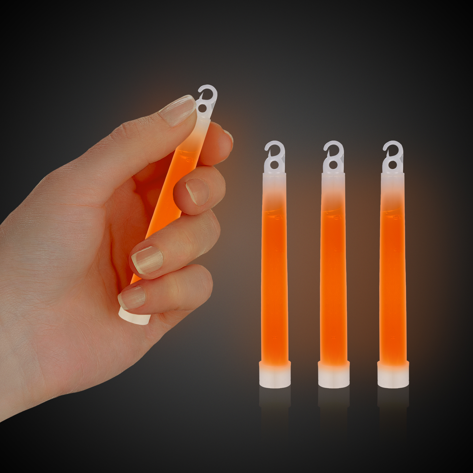 4 inch 10mm Orange Glow Sticks- 25 Per Package