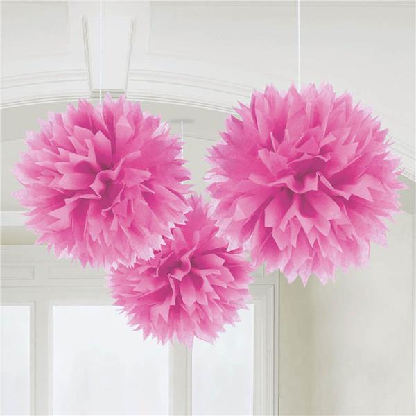 Pink Fluffy Balls Decoration 3 Per Unit