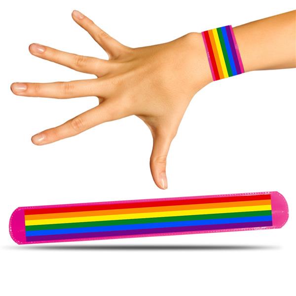 Pink Rainbow Pride Slap Bracelets 12 Pack