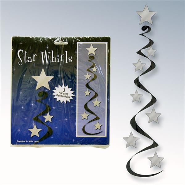 Black Silver Star Whirl Decorations