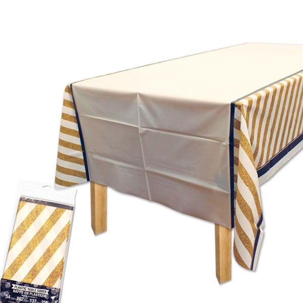 Black & Gold Plastic Table Covers by Windy City Novelties