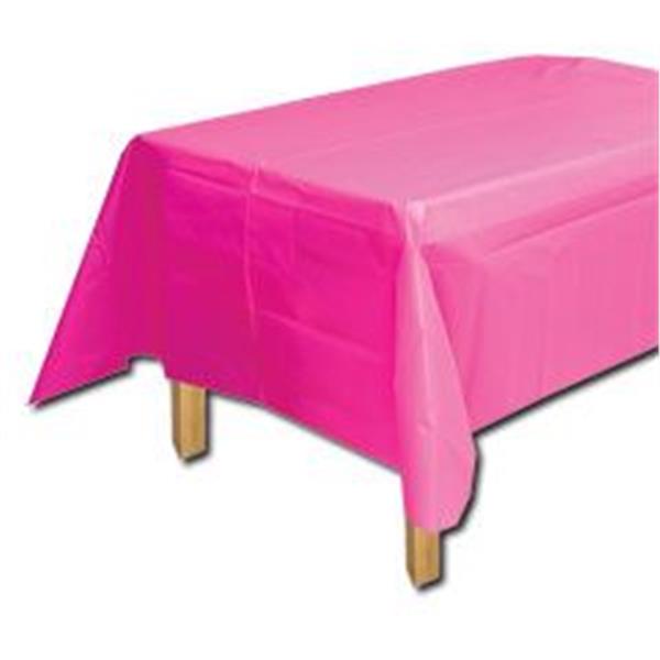 Neon Pink Plastic Table Cover by Windy City Novelties
