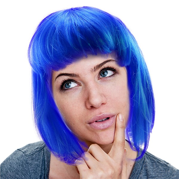 party city blue bob wig