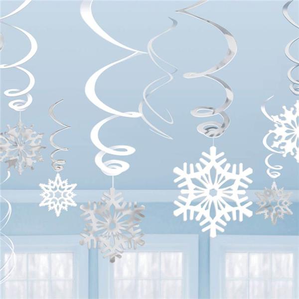 Snowflake Metallic Swirl Decorations 12 Pack