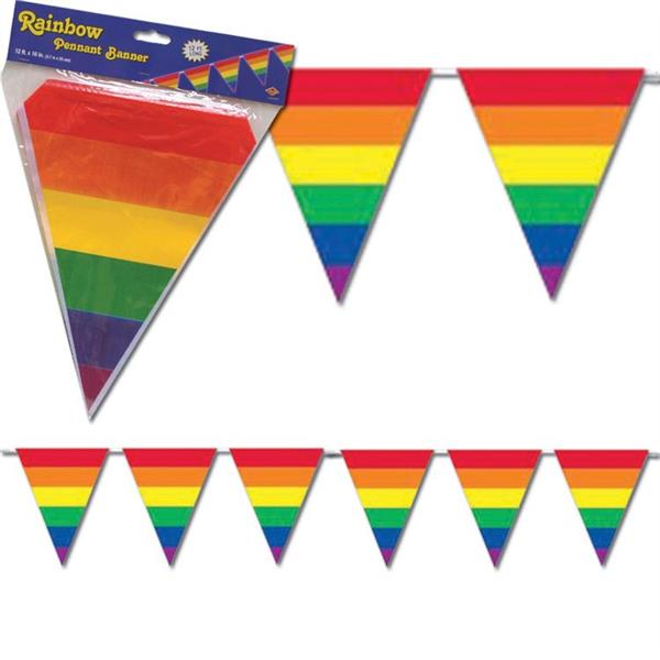 12Ft Triangular Striped Flag Banner Gay Pride Rainbow Bunting