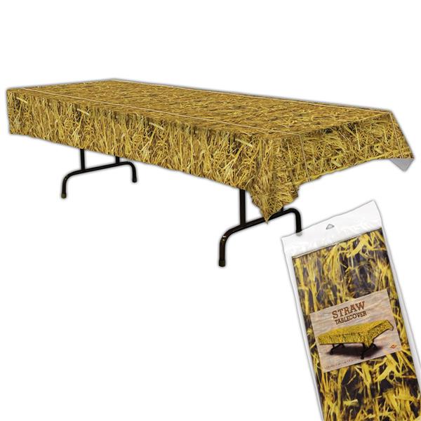 Straw Plastic Table Cover by Windy City Novelties