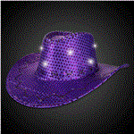 Light Up Shiny Satin Metallic Space Cowboy Hat Purple