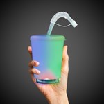 LED 12 oz Cup with Lid & Straw