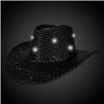 LED Black Sequins Cowboy Hat by Windy City Novelties