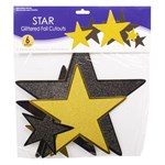 Black & Gold Glitter Star Cutouts