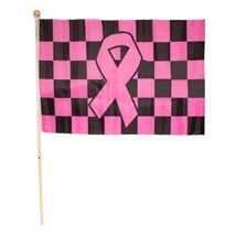 Pink Ribbon Checkered 12" x 18" Flags