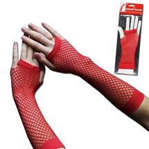 Red Fishnet Fingerless Gloves