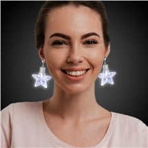 LED White Star Clip-On Earrings