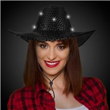 LED Black Sequins Cowboy Hat