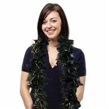Black Feather Boa With Gold Tinsel