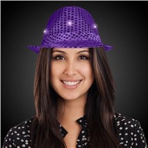 LED Purple Sequin Fedora Hat