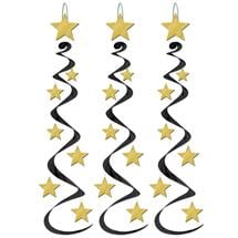 Black & Gold Star Whirl Decorations