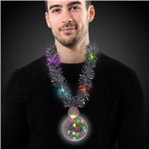 LED Christmas Medallion Tinsel Necklace