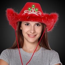 LED Red Cowboy Hat with Tiara