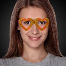 LED Gold Heart Glitter Glasses