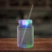 LED 20 oz. Mason Jar with Straw