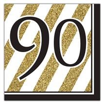 Black & Gold 90th Lunch Napkins