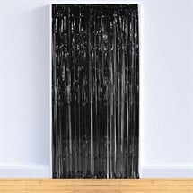 Black Metallic Fringe Door Curtain