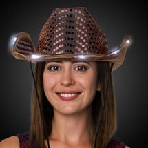 LED Brown Sequin Cowboy Hat
