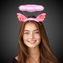 LED Pink Plush Angel Headband